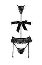 Load image into Gallery viewer, Black bow bondage lingerie set