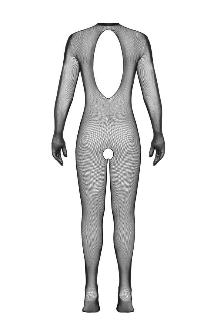 COAX Copenhagen black fishnet catsuit with gloves and body-hugging fit