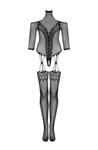 Load image into Gallery viewer, Black crotchless halter bodystocking