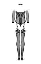 Load image into Gallery viewer, Black crotchless halter bodystocking