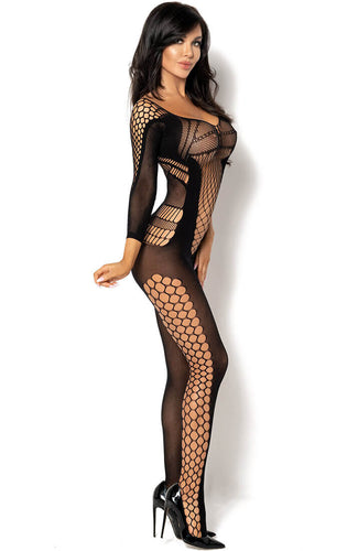 Black cut-out net bodystocking