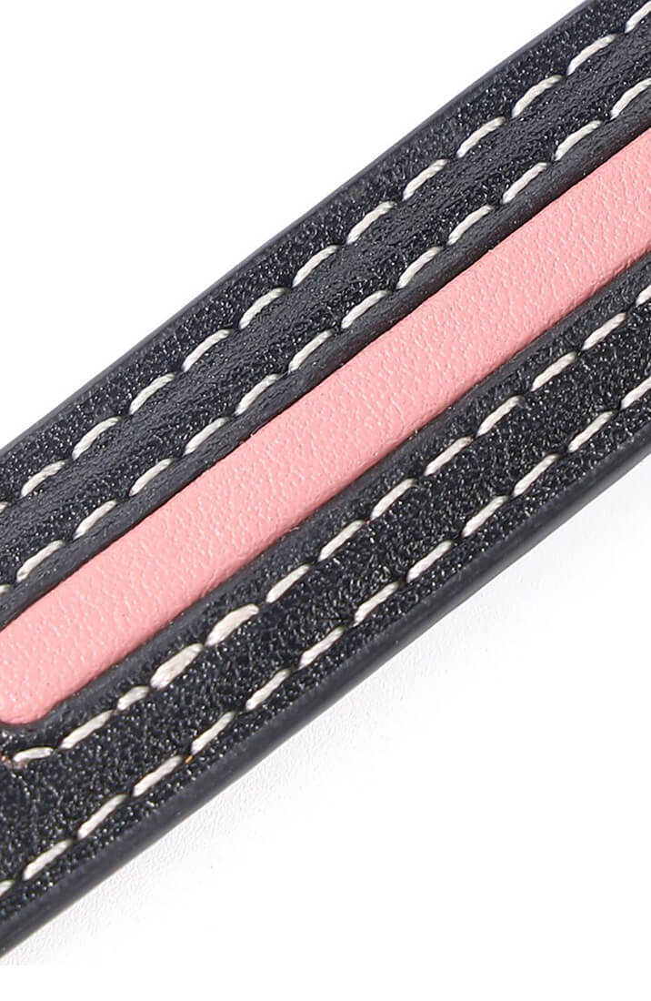 Black faux leather bow tie collar & leash