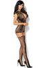 Black fishnet bodystocking with garters