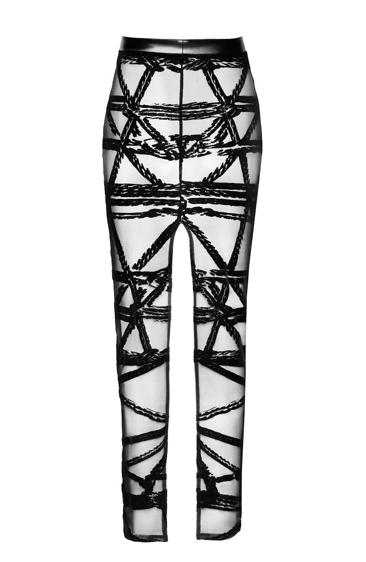 Black Flocked Shibari Mesh Long Skirt | COAX Copenhagen