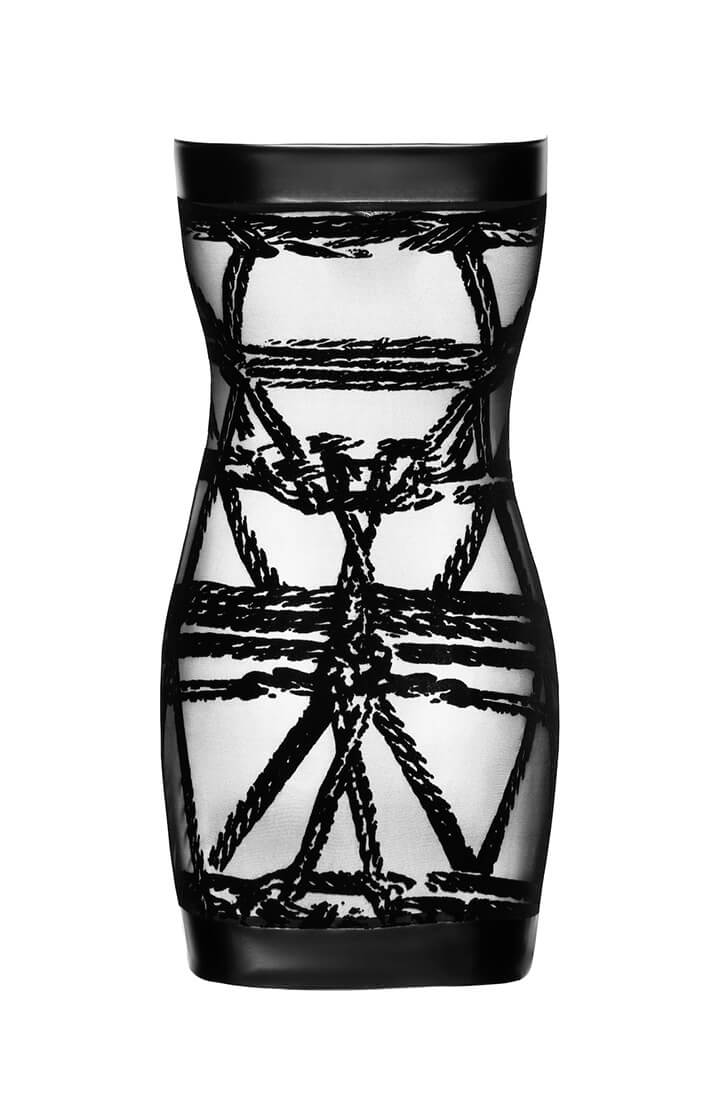 Semi-sheer black mesh mini dress from COAX Copenhagen Shibari Collection