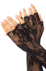 Black floral net fingerless gloves