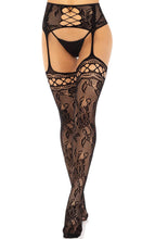 Load image into Gallery viewer, French rose garter belt stockings