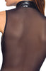Full-body black vinyl catsuit with a cinched waist belt - made to sculpt and shine