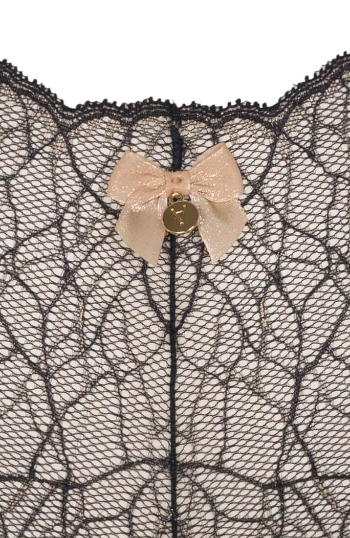 COAX Copenhagen luxury black panty with high waist and stimulating pearl string detail