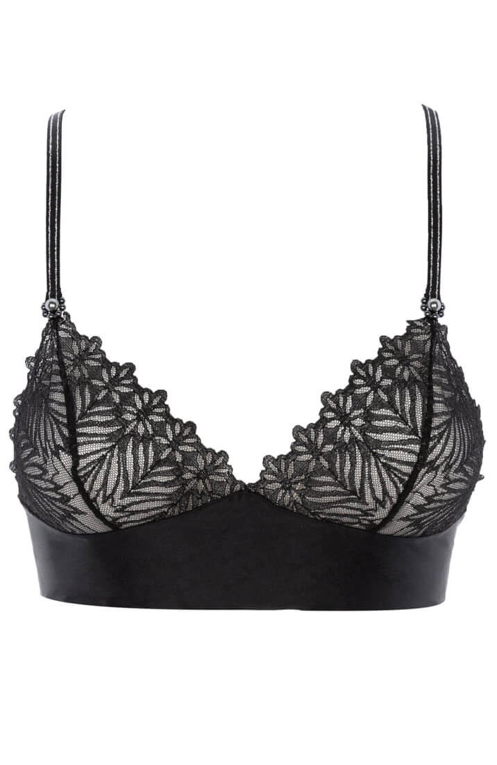 Refined lingerie top with black pearl hooks and shimmering silver appliqués - COAX Copenhagen