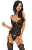 Black lace bustier with suspenders