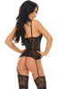 Black lace bustier with suspenders