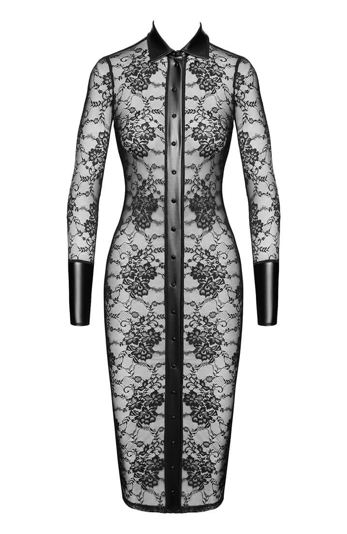 COAX Fetish lace midi dress with transparent floral pattern
