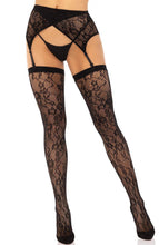 Load image into Gallery viewer, Black lace thigh highs &amp; garter belt