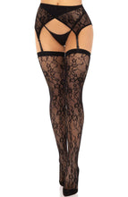 Load image into Gallery viewer, Black lace thigh highs &amp; garter belt