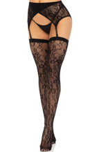 Load image into Gallery viewer, Black lace thigh highs &amp; garter belt