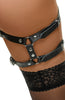 Black leather body harness lingerie