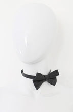 Load image into Gallery viewer, Black leather bow tie