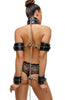 Black leather harness restraint set