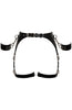 Black leather suspender belt with restraints