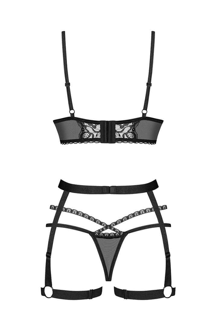Black 3-Piece Lingerie Set with Harness Garter Belt | COAX Copenhagen Black 3-Piece Lingerie Set with Harness Garter Belt | COAX Copenhagen
