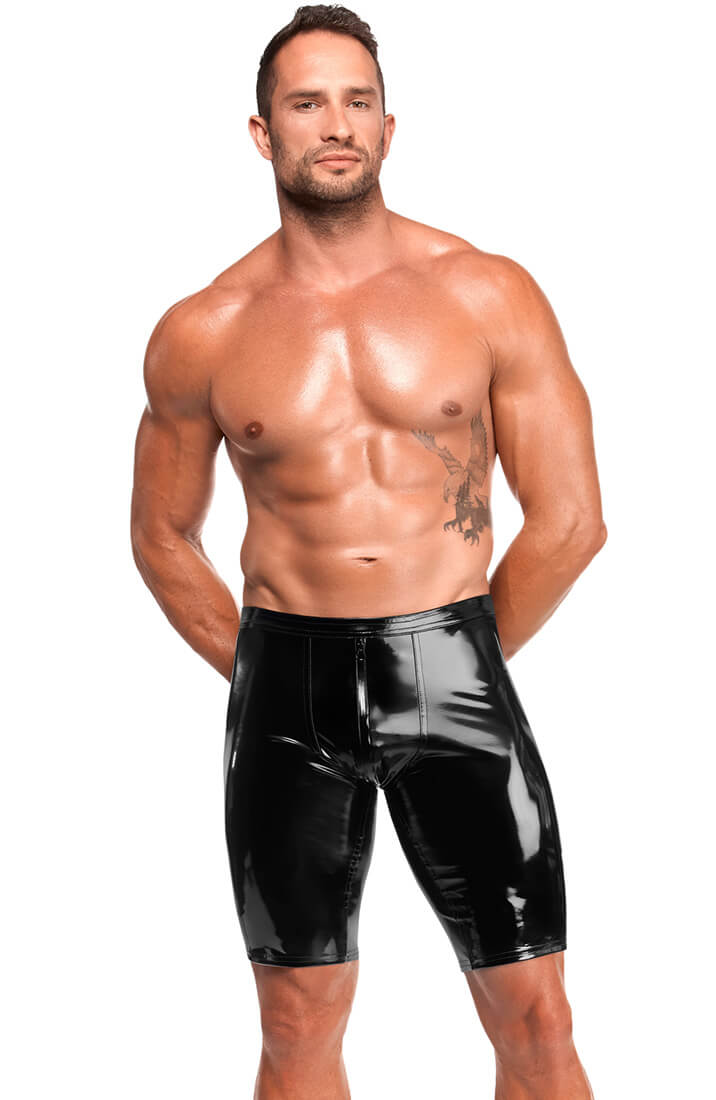 Black PVC Biker Shorts - Overdrive