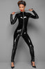 COAX Copenhagen black PVC catsuit with a bold 3-way metal zip - a powerful Domina look with high-gloss allure