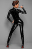 Black PVC catsuit with shiny surface & 3-way metal zip