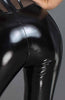 Ultra fitted black PVC & mesh catsuit