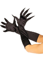 Load image into Gallery viewer, Black rhinestone gloves with claws