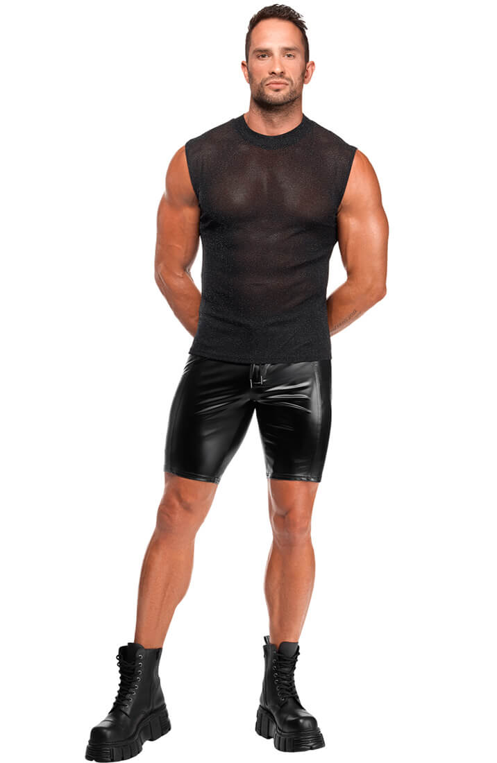 Black Sheer Shimmer Sleeveless Tank Top - Under The Surface