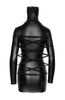 Black soft bondage wet look dress with tie-back