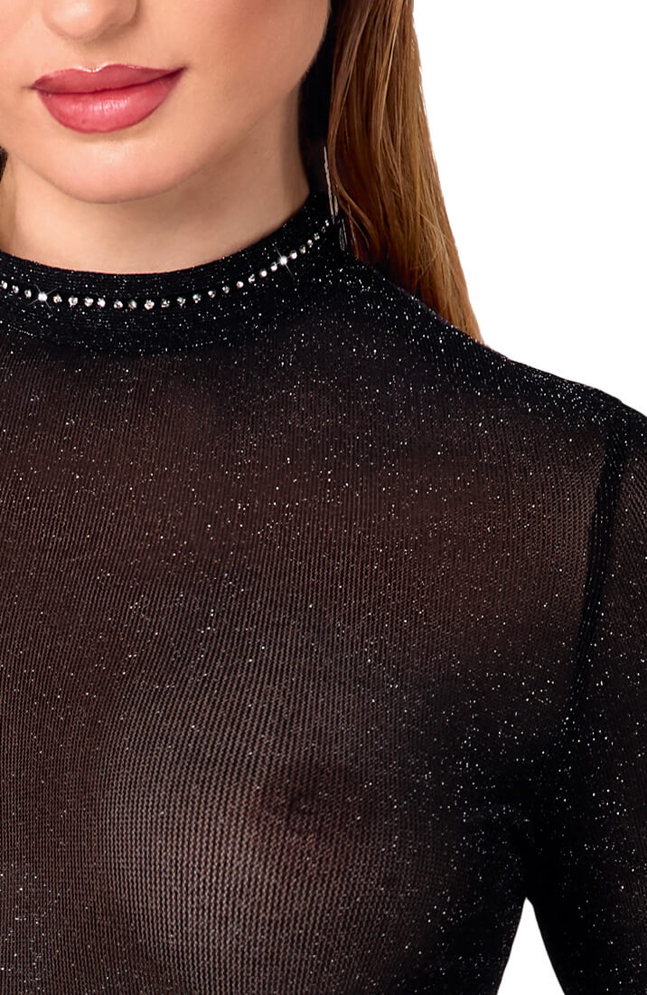 Shimmering transparent mini dress with dramatic flared sleeves - COAX Fetish style