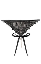 Load image into Gallery viewer, Black thong with white pearl string - Destino G-string