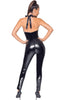 Black vinyl catsuit with shiny surface