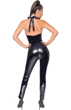 Load image into Gallery viewer, Black vinyl catsuit with shiny surface