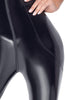 Ultra-sleek black vinyl catsuit with a skin-tight, high-gloss finish for maximum impact