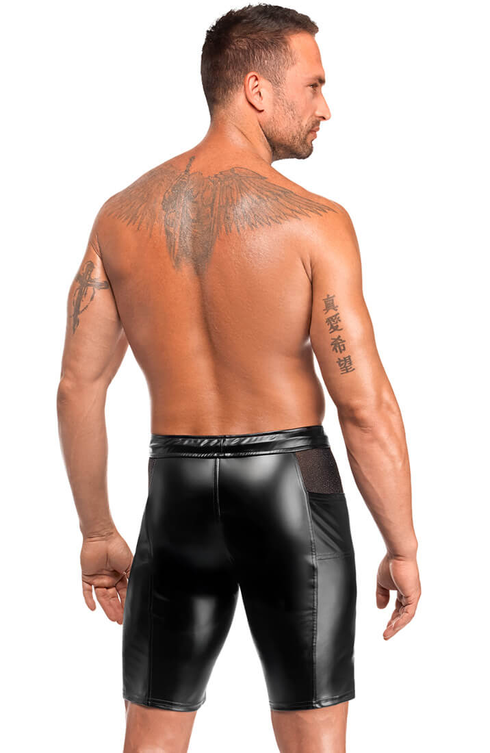 Black Wet Look Biker Shorts - Dark Pulse