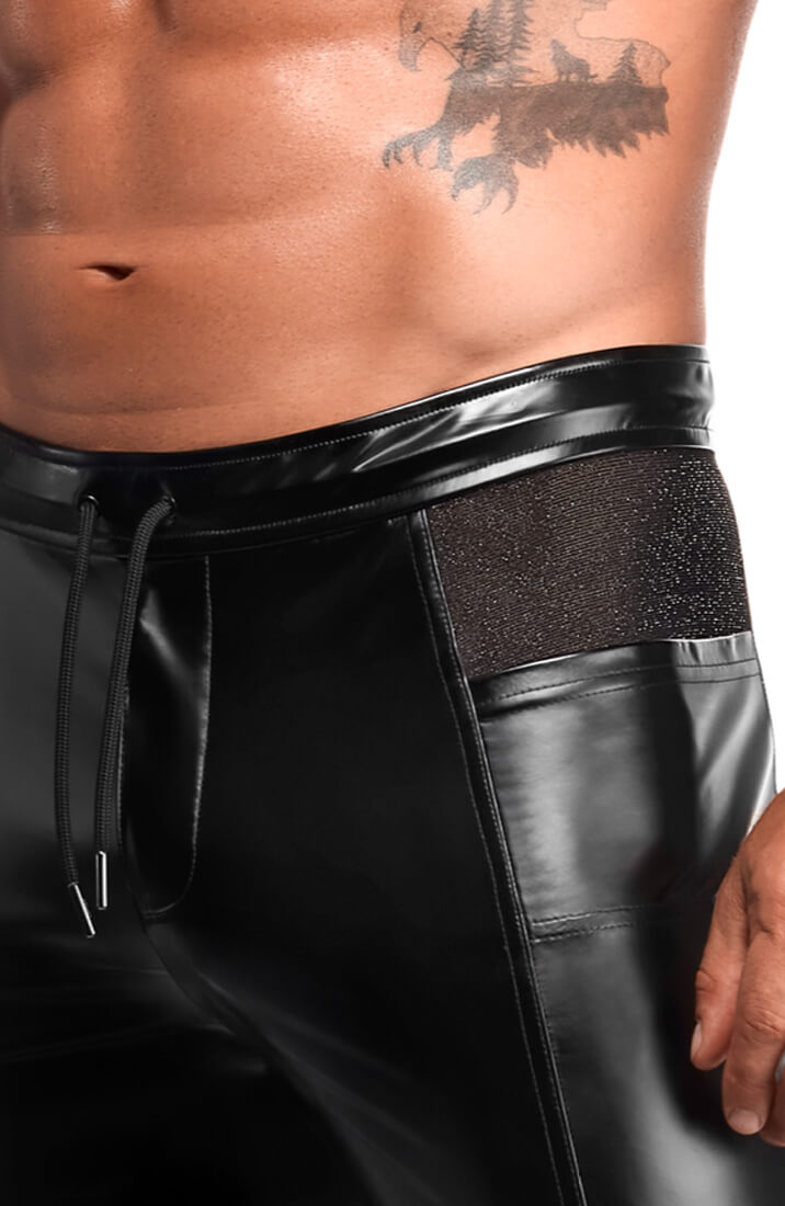 Black Wet Look Biker Shorts - Dark Pulse