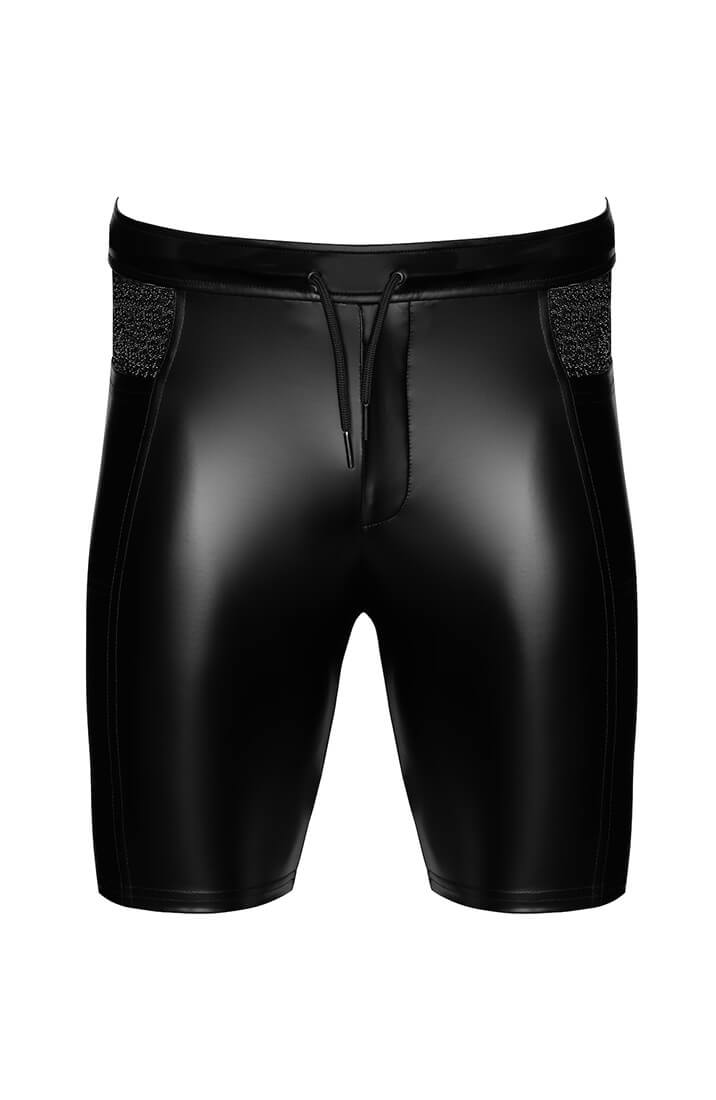 Black Wet Look Biker Shorts - Dark Pulse