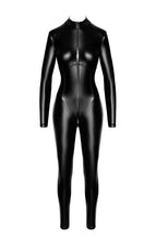 Load image into Gallery viewer, Black wet look catsuit