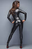 Wet look catsuit with leash - Two Way