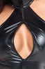 Black wet look halter neck catsuit