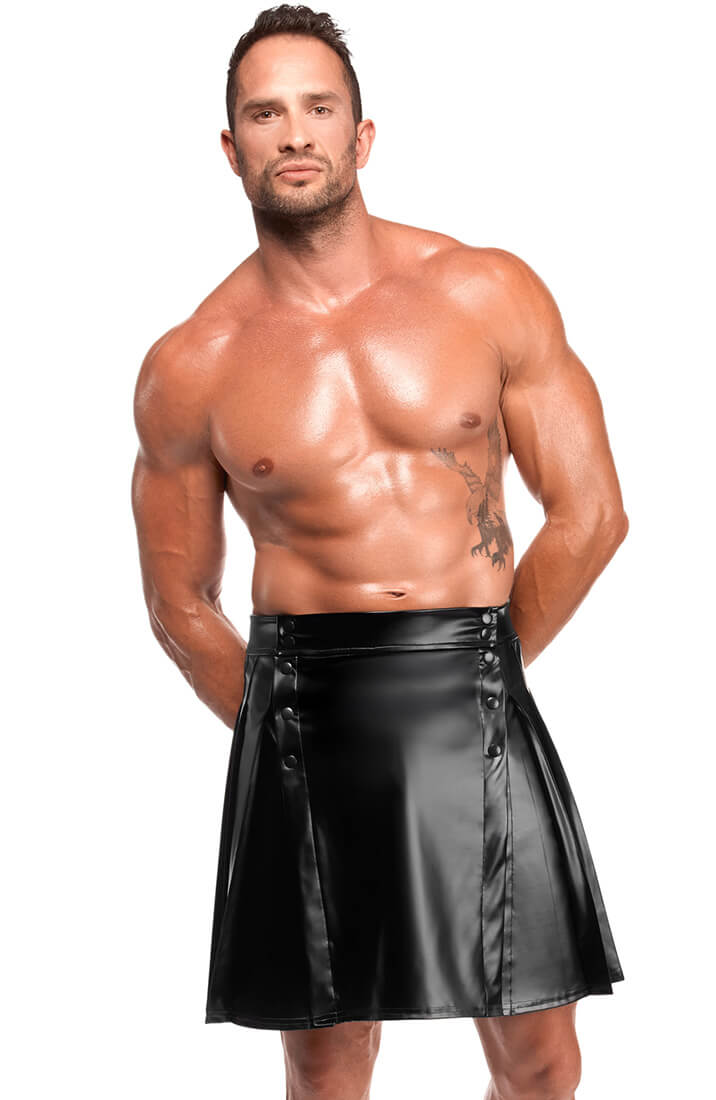 Black Wet Look Kilt - Vanguard
