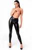 Black wet look leggings with 2-way zip