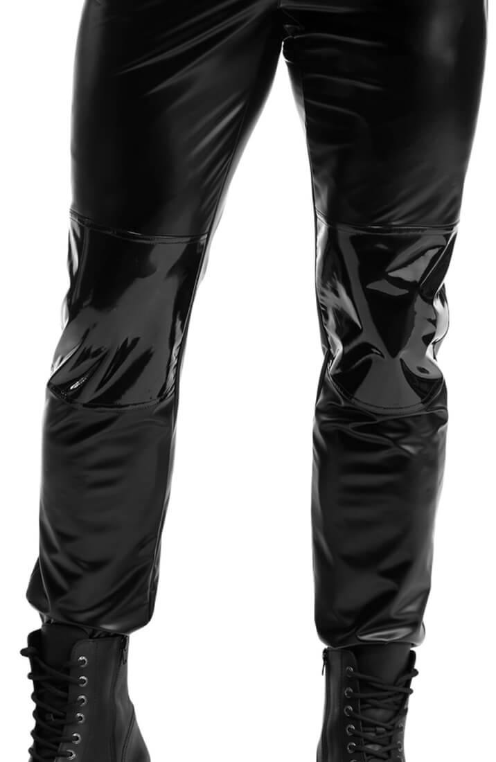 Black Wet Look Pants - Blackout