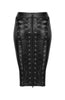 Black wet look pencil skirt with lace-up back