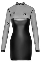 Load image into Gallery viewer, Wet look X sheer mesh bodycon dress