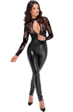 Load image into Gallery viewer, Wet look X sheer mesh catsuit