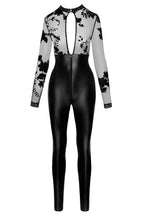 Load image into Gallery viewer, Wet look X sheer mesh catsuit